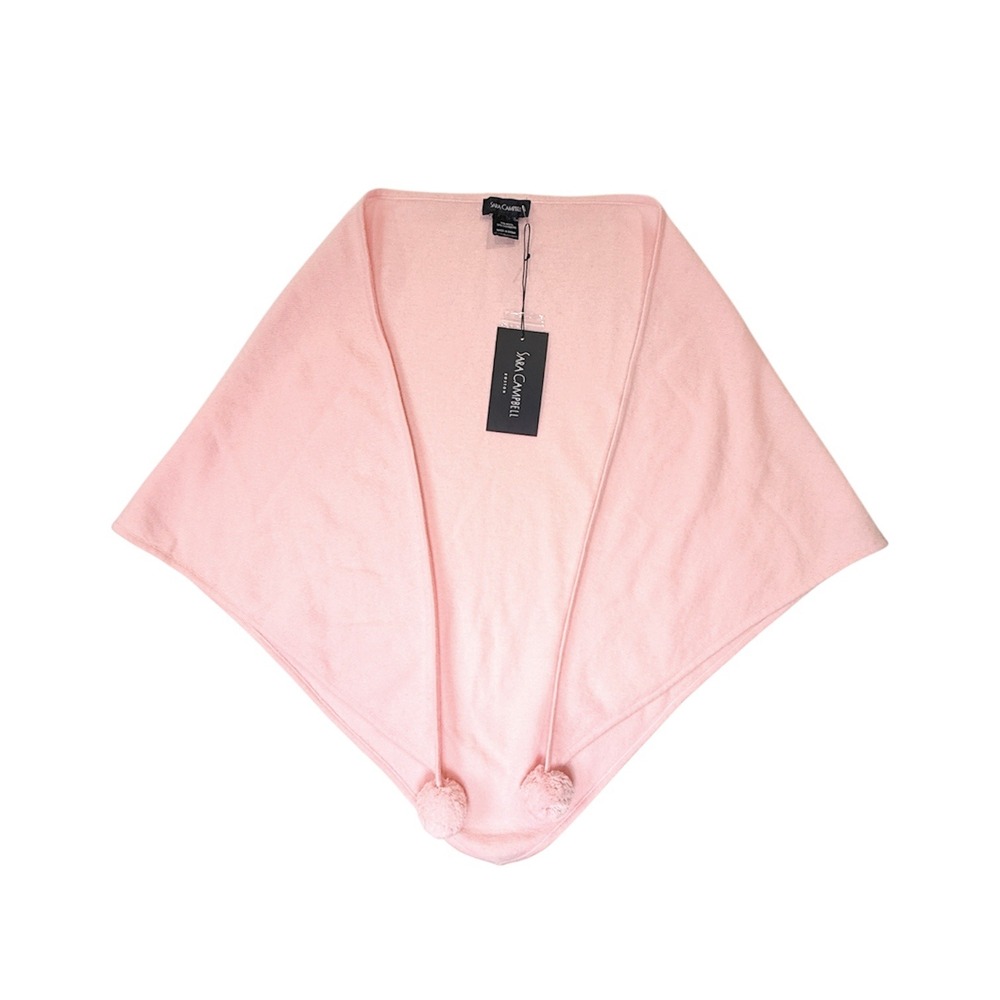 Sara Campbell Pompom Triangle Scarf Women OS Pink Cashmere Wool SC-1403PINK